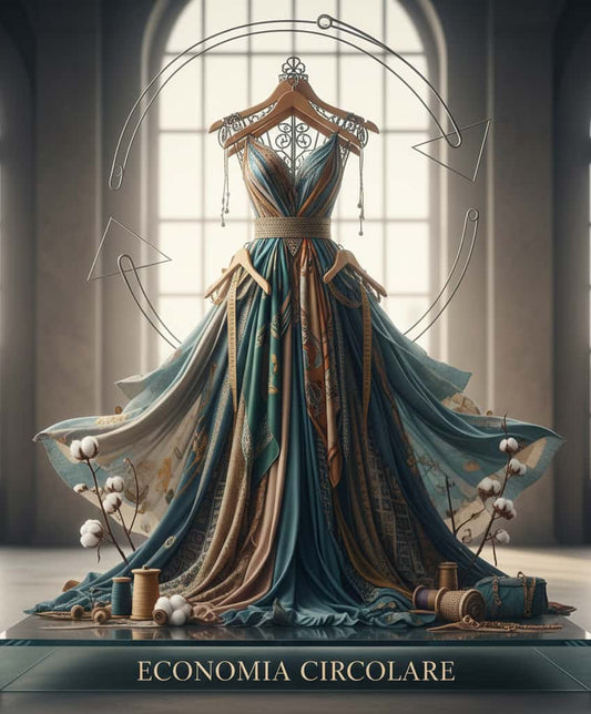 Esempio di abito artigianale realizzato seguendo la filosofia dell'economia circolare di MattoMattia